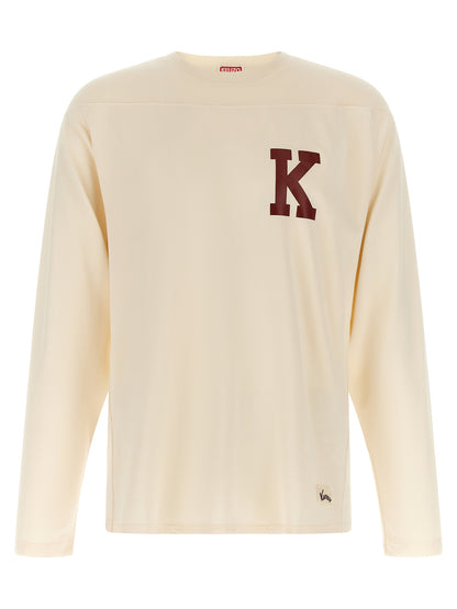 T-Shirt by Kenzo for men in viscose cotton beige, red & signature showcases a fashionable silhouette, elegantly detailed with a fashionable and for a sophisticated, high-fashion look.