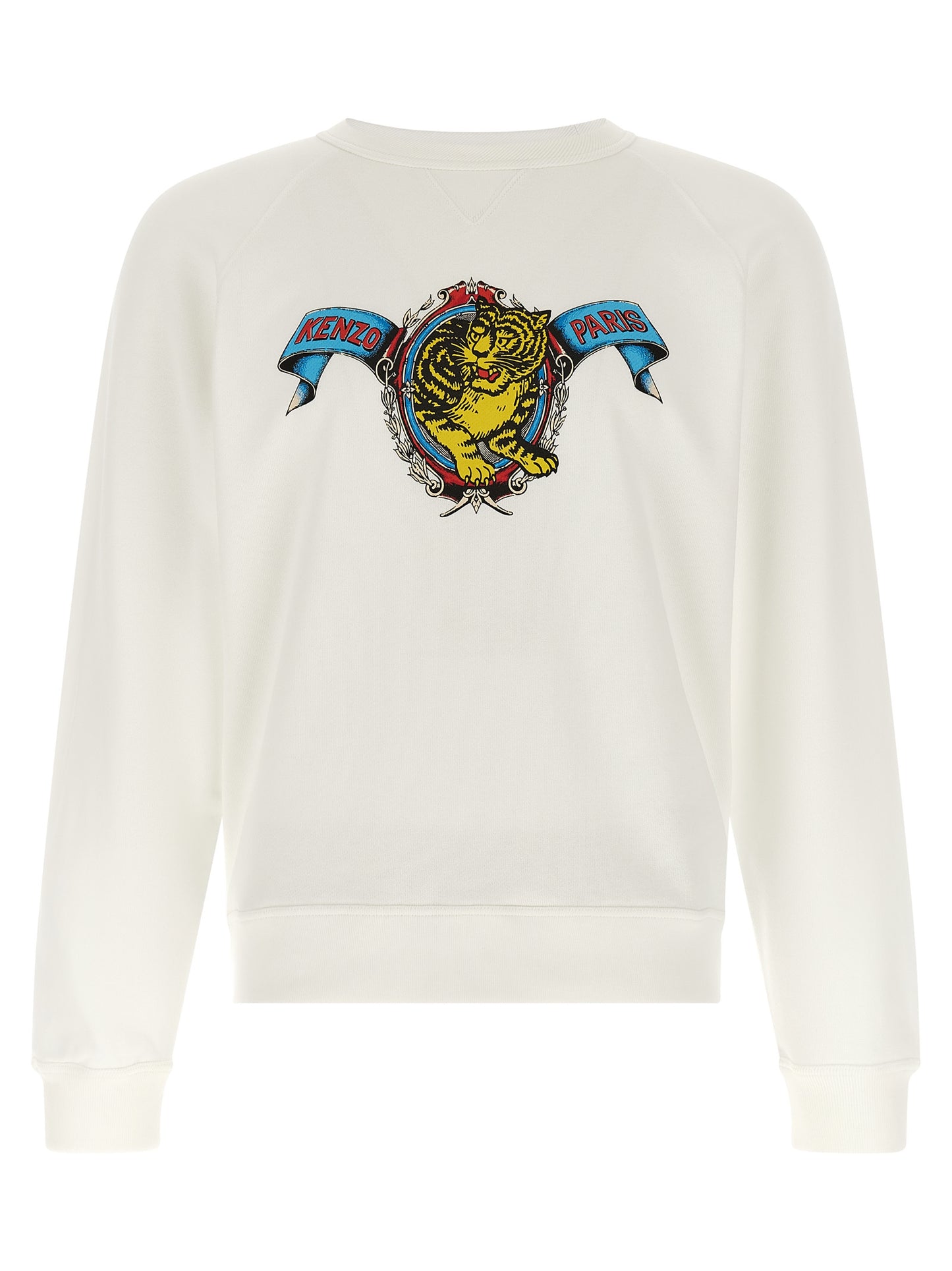 Sweatshirt by Kenzo for men in viscose cotton cream & white features an provocated silhouette, detailed with a provocated and a refined for a sophisticated aesthetic.