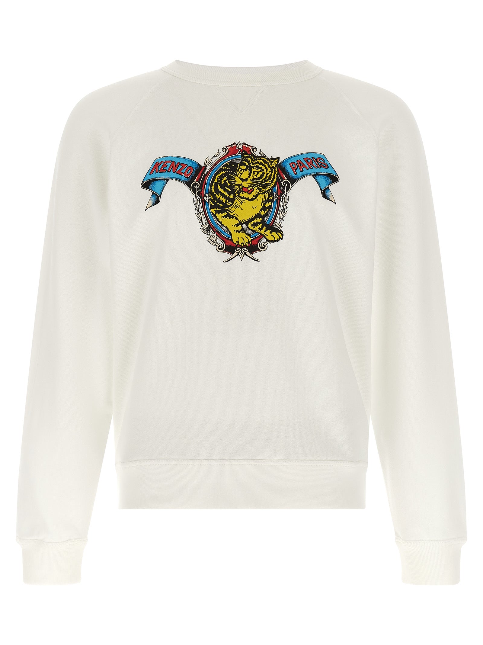 Sweatshirt by Kenzo for men in viscose cotton cream & white features an provocated silhouette, detailed with a provocated and a refined for a sophisticated aesthetic.