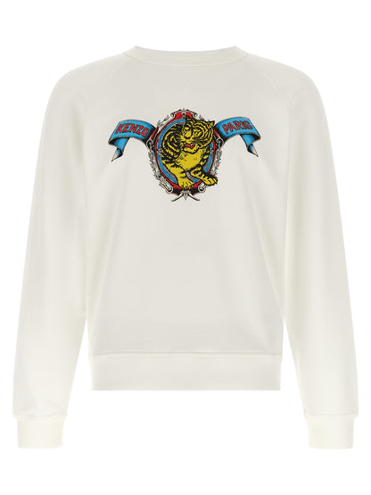 Sweatshirt by Kenzo for men in viscose cotton cream & white features an provocated silhouette, detailed with a provocated and a refined for a sophisticated aesthetic.