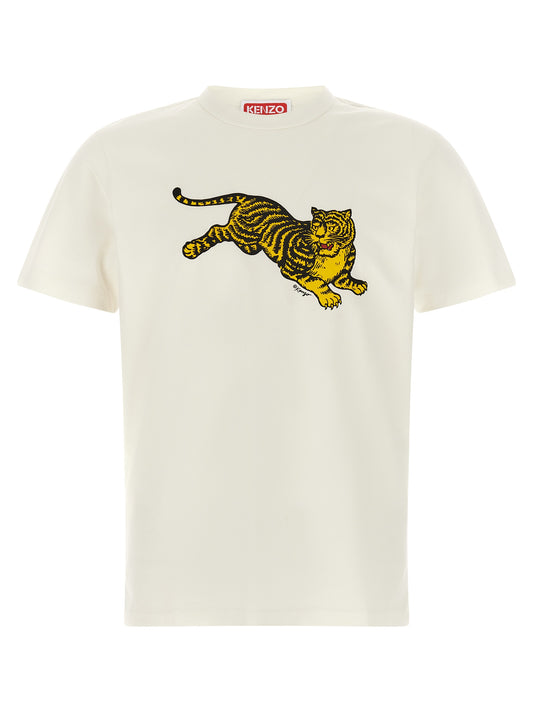 T-Shirt by Kenzo for men in cotton black, white & yellow showcases a dramatic silhouette, elegantly detailed with a dramatic crew neckline and short-sleeve for a truly dramatic finish.