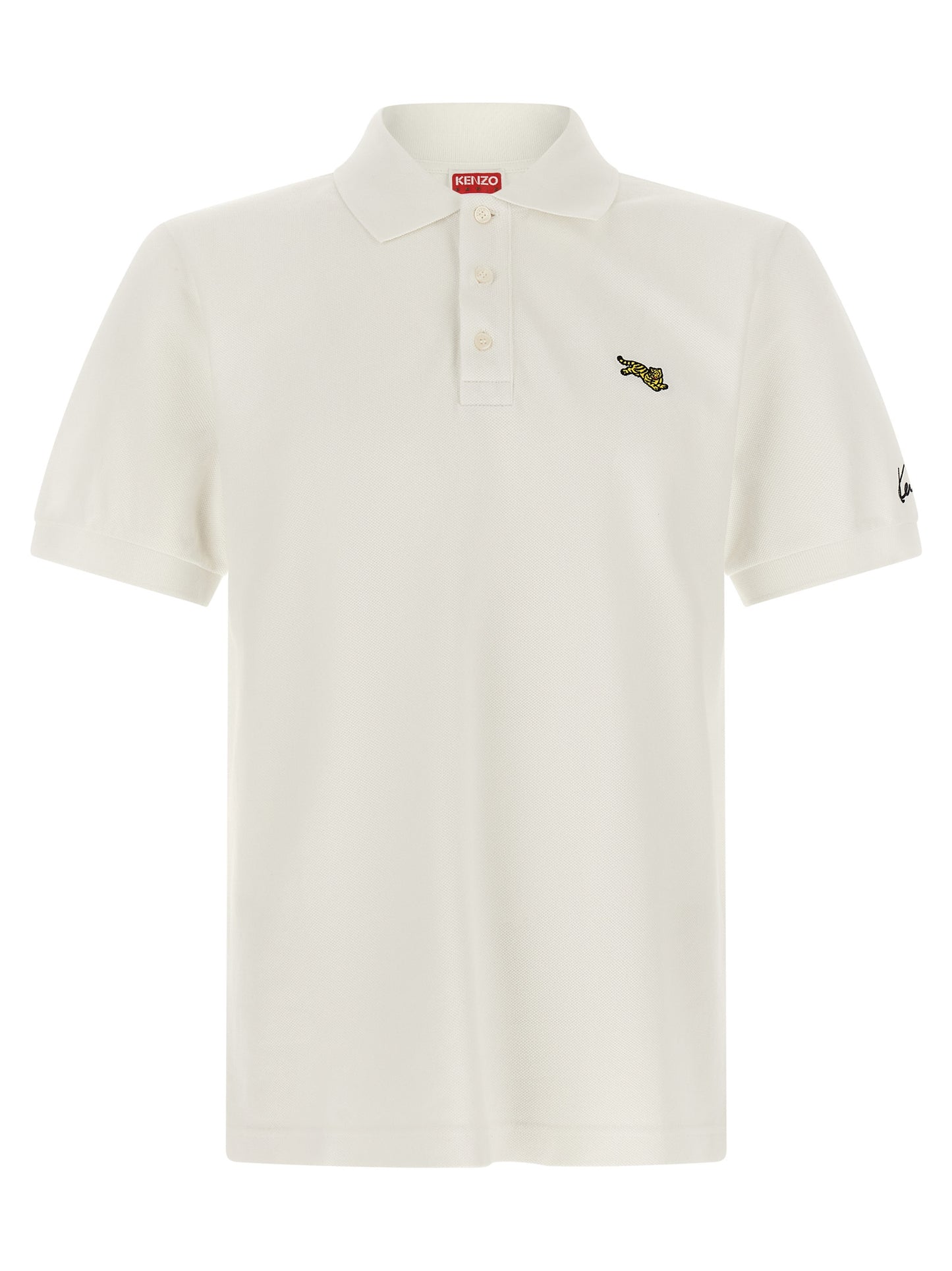 Polo Shirt by Kenzo for men in cotton white & signature showcases a enviable silhouette, featuring a refined and for a enviable finish.