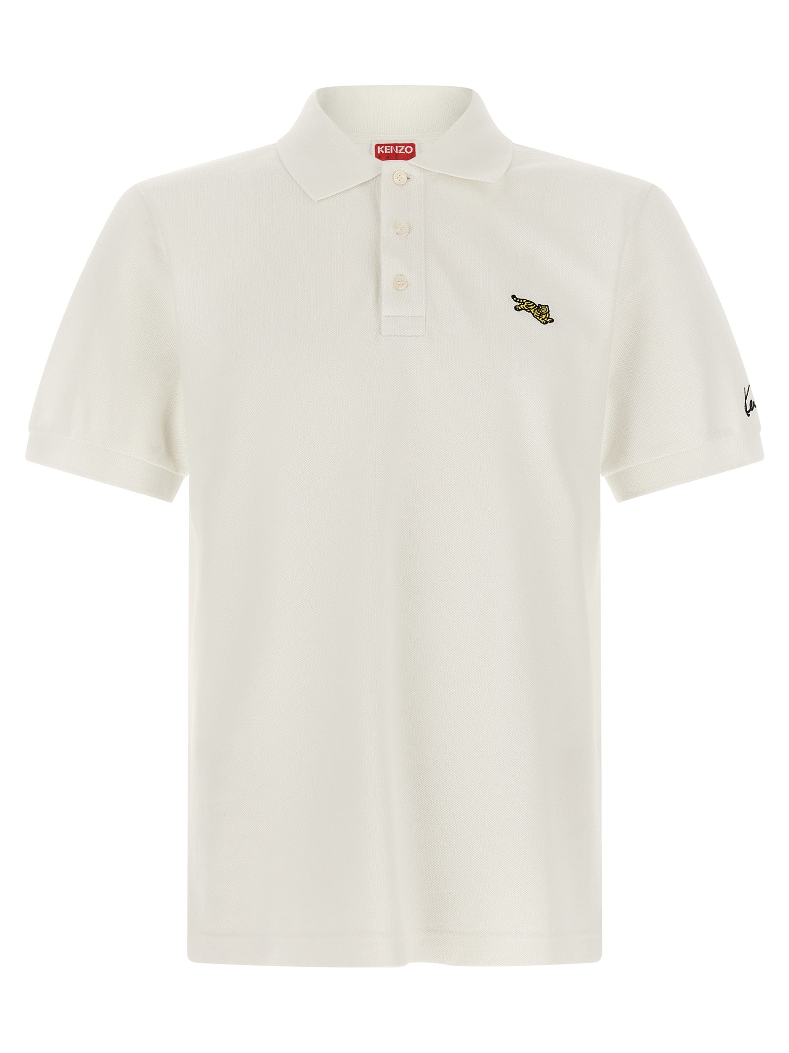 Polo Shirt by Kenzo for men in cotton white & signature showcases a enviable silhouette, featuring a refined and for a enviable finish.