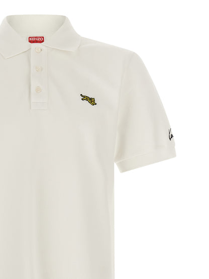 Polo Shirt by Kenzo for men in cotton white & signature showcases a sharp silhouette, detailed with a refined and sharp for a sophisticated finish.