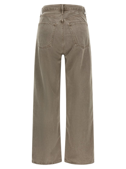 Jeans by Agolde for women in lyocell & denim cotton brown features an sartorial relaxed-fit & wide and long with a high rise cut for a sartorial finish.