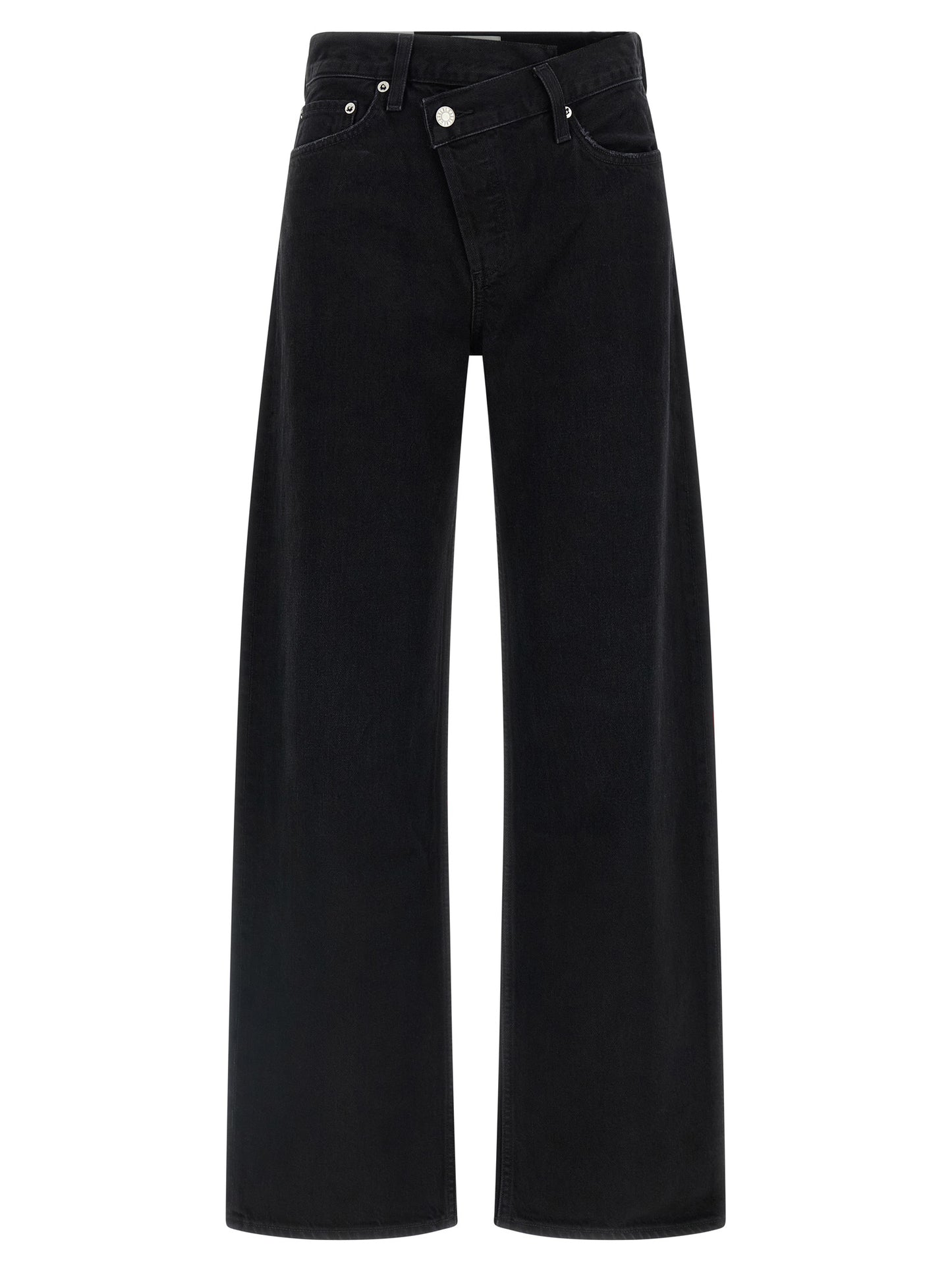 Jeans by Agolde for women in denim cotton black & silver features an refined tailoring silhouette, showcasing a premium relaxed-fit with a and long cut for a refined tailoring look.