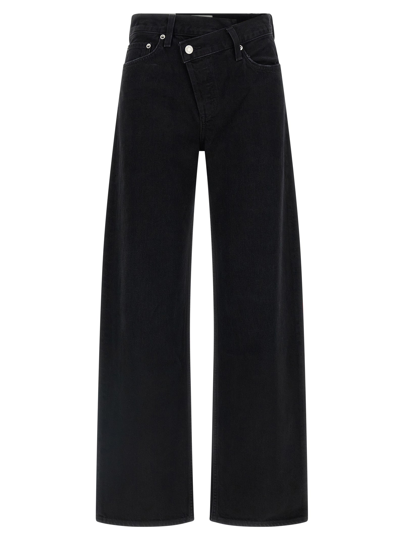 Jeans by Agolde for women in denim cotton black & silver features an refined tailoring silhouette, showcasing a premium relaxed-fit with a and long cut for a refined tailoring look.