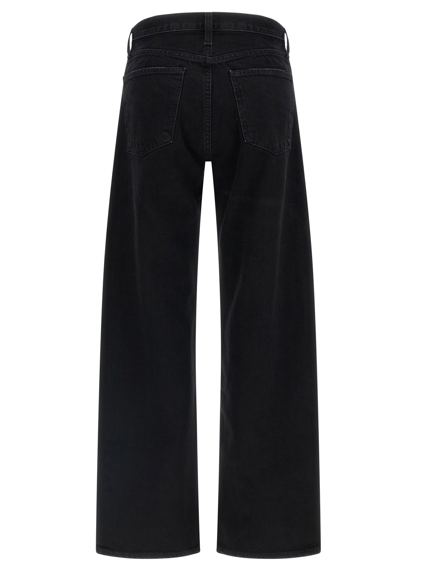 Jeans by Agolde for women in denim cotton black & silver presents a tailored silhouette, showcasing a tailored relaxed-fit and long cut with a refined for a truly tailored aesthetic.
