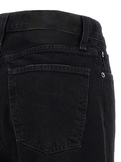 Jeans by Agolde for women in denim cotton black & silver features a polished silhouette with a polished relaxed-fit, reaching a polished long and finished with a polished .