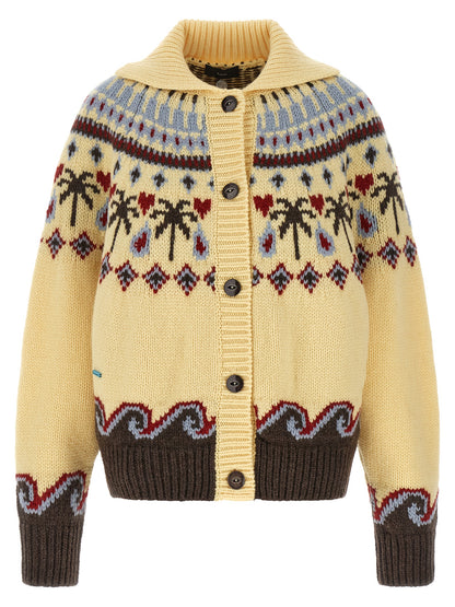 Cardigan by Alanui for women in virgin wool multicolor, patterned & jacquard showcases a luxurious silhouette, meticulously detailed with a sophisticated and for a refined finish.