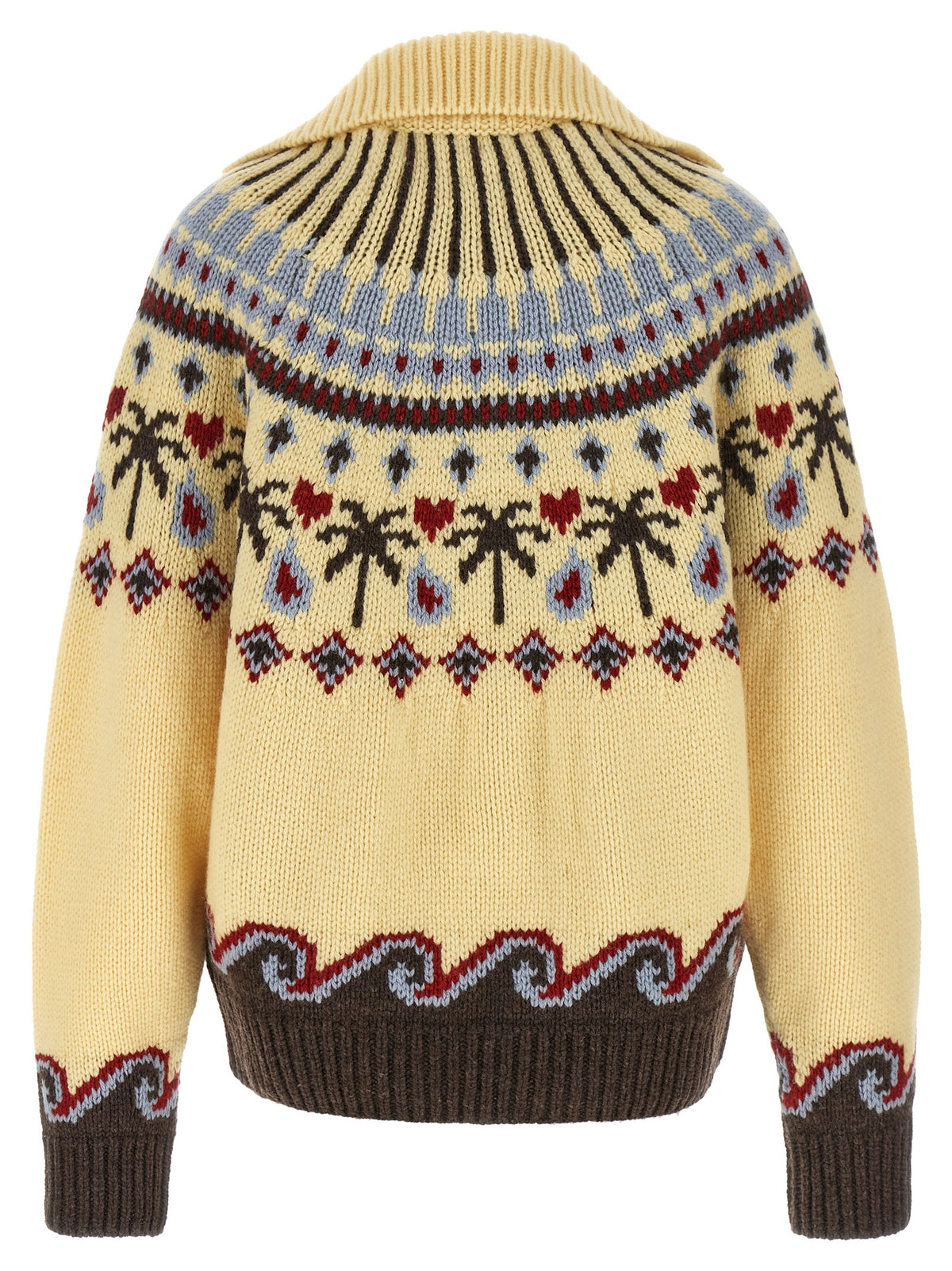Cardigan by Alanui for women in virgin wool multicolor, patterned & jacquard presents a textural silhouette, artfully finished with a textural and for a sophisticated, textural look.