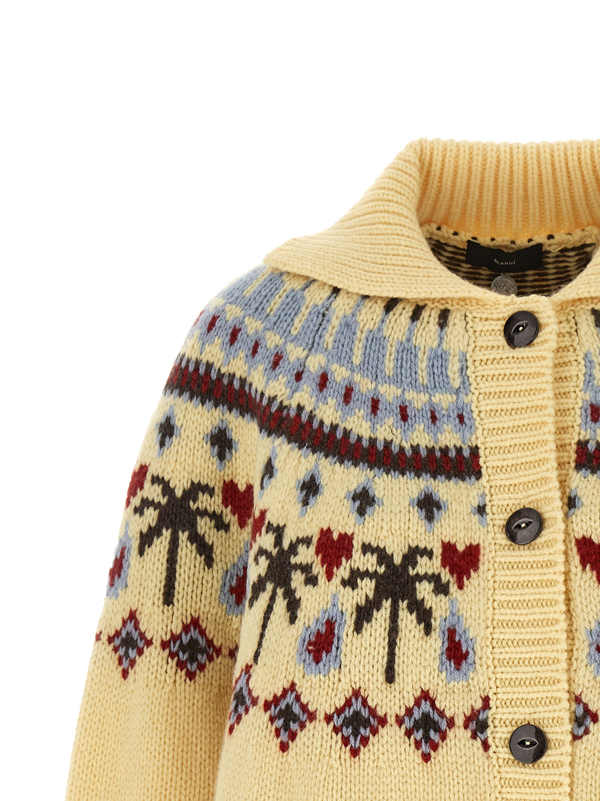 Cardigan by Alanui for women in virgin wool multicolor, patterned & jacquard features an impeccable silhouette, showcasing a sophisticated and detail for a truly impeccable finish.