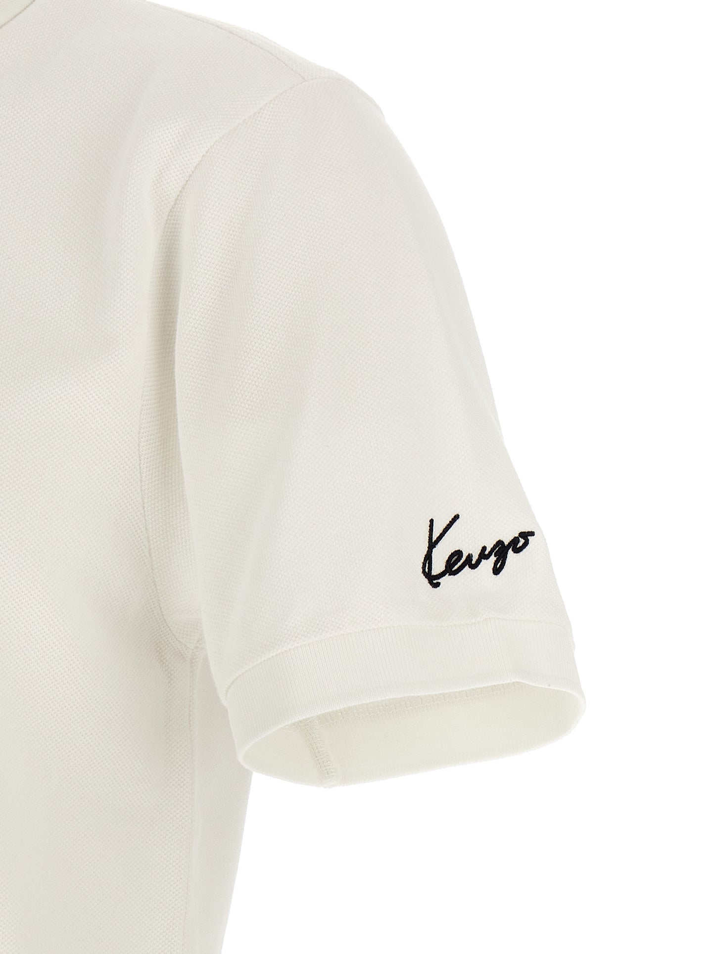 Polo Shirt by Kenzo for men in cotton white & signature showcases a sharp silhouette, detailed with a refined and sharp for a sophisticated finish.