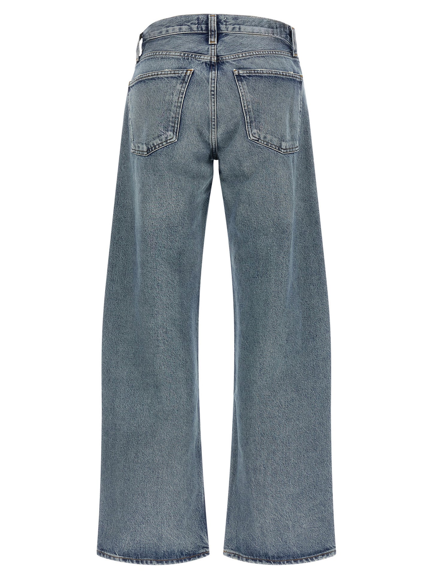 Jeans by Agolde for women in lyocell & denim cotton blue & indigo features a polished silhouette with a polished relaxed-fit & wide, reaching a polished long and finished with a polished .