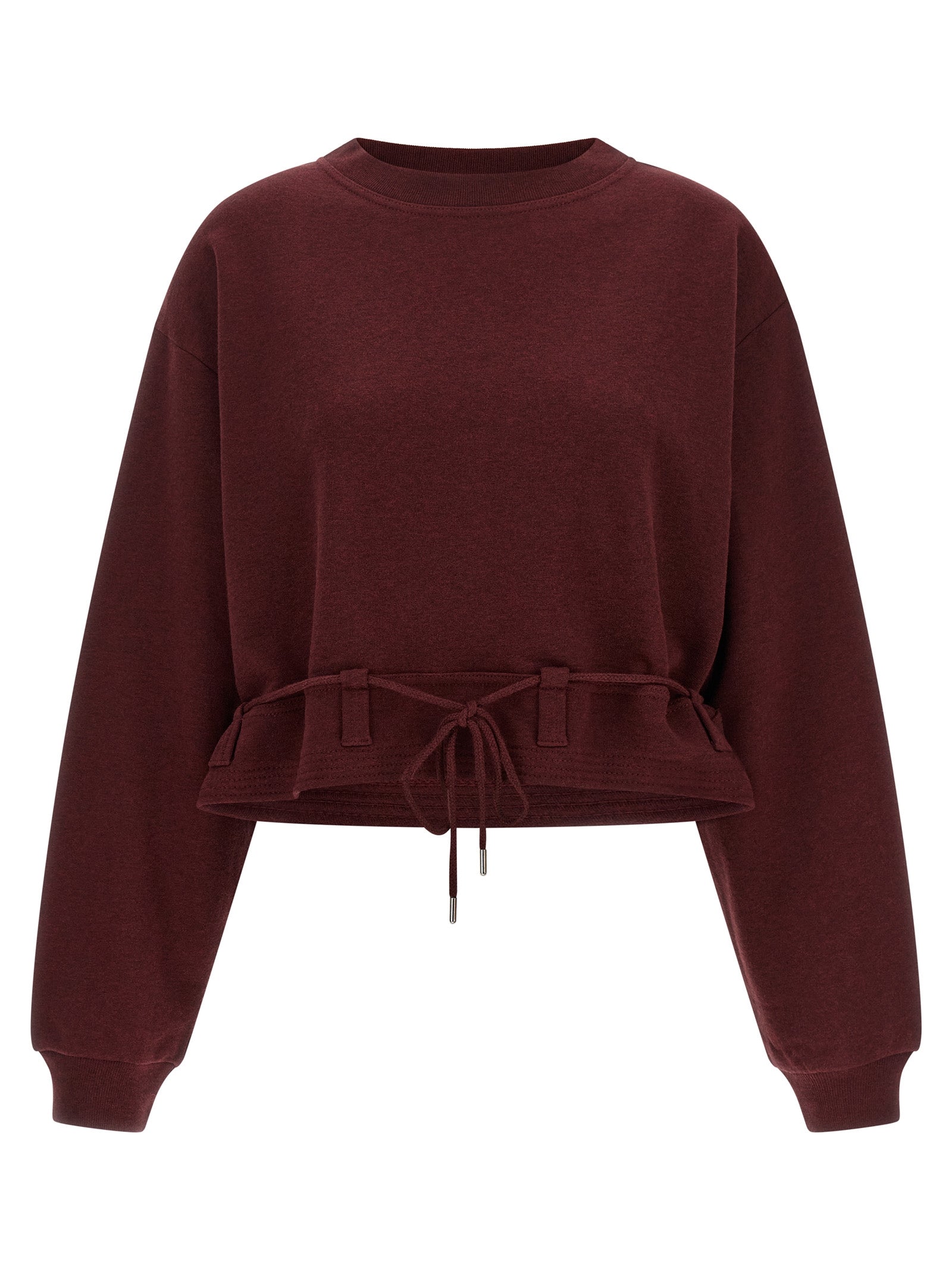 Activewear Sweatshirt by Dries Van Noten for women in cotton bordeaux presents a dynamic silhouette, featuring a dynamic and detailed with functional .