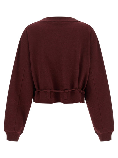 Activewear Sweatshirt by Dries Van Noten for women in cotton bordeaux presents a dynamic silhouette, featuring a dynamic and detailed with functional .