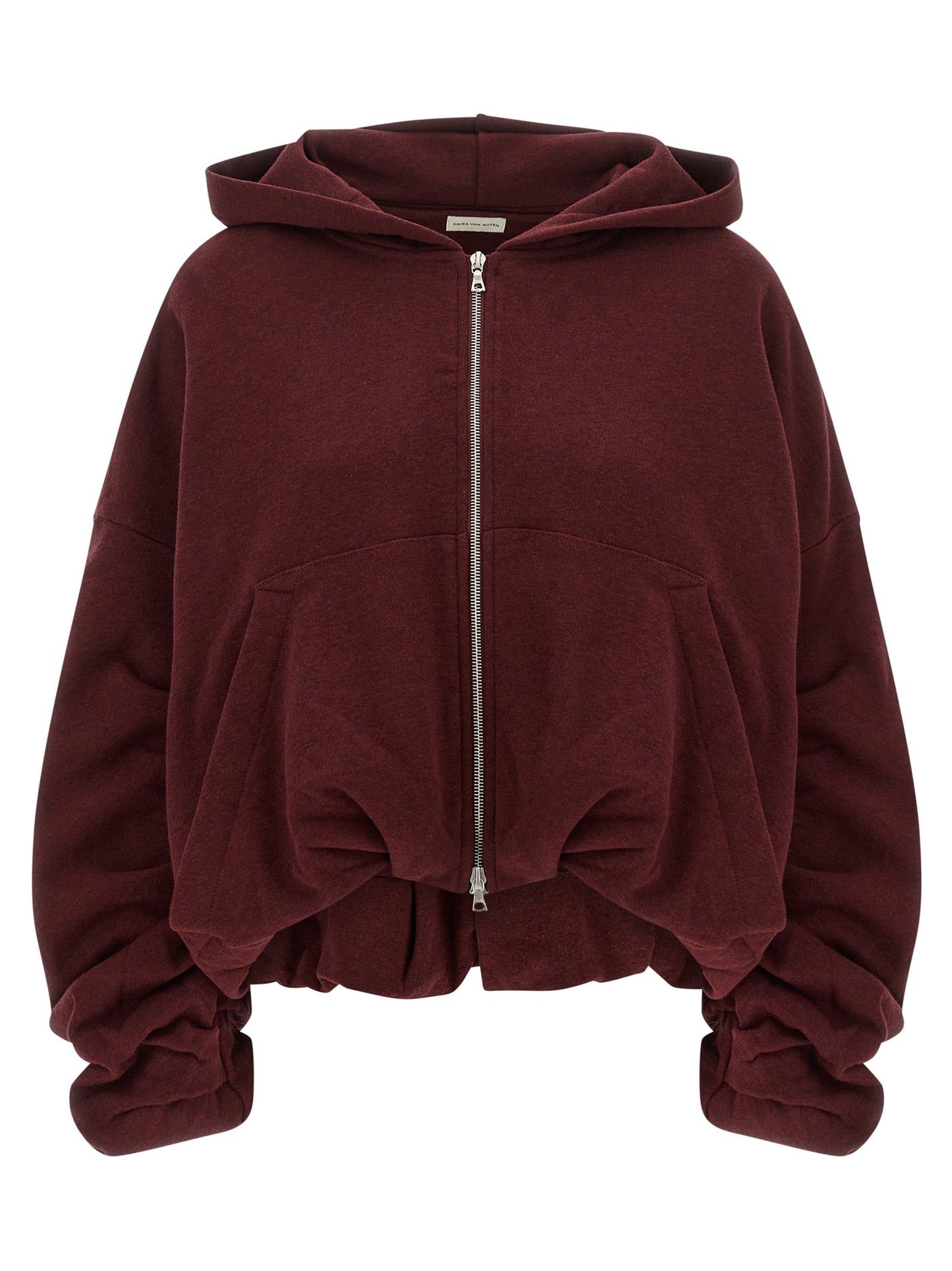 Sweatshirt Hoodie by Dries Van Noten for women in cotton bordeaux & silver features a authentic silhouette, showcasing a sophisticated hooded neckline and authentic detail for a refined finish.