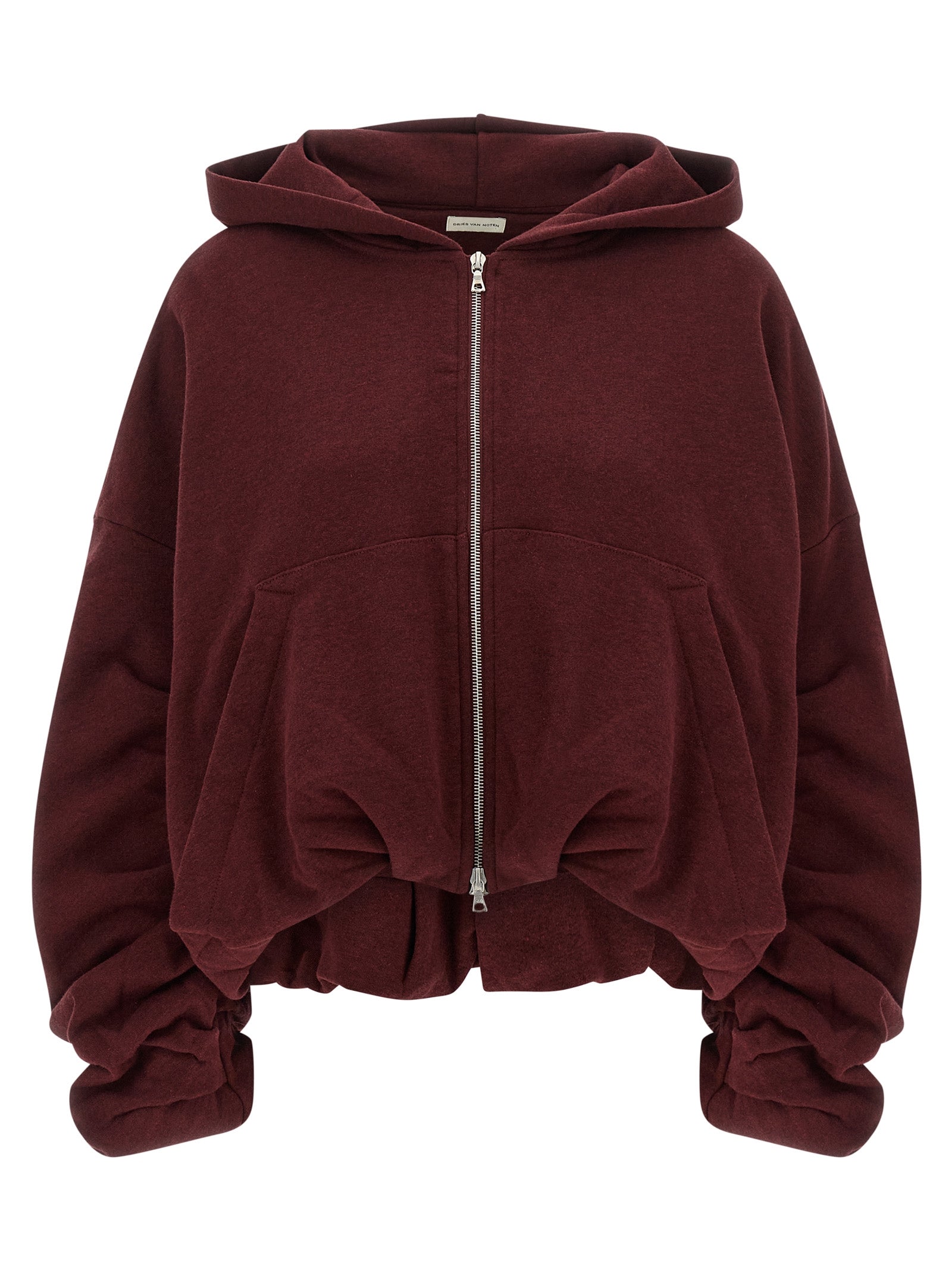 Sweatshirt Hoodie by Dries Van Noten for women in cotton bordeaux & silver features a authentic silhouette, showcasing a sophisticated hooded neckline and authentic detail for a refined finish.
