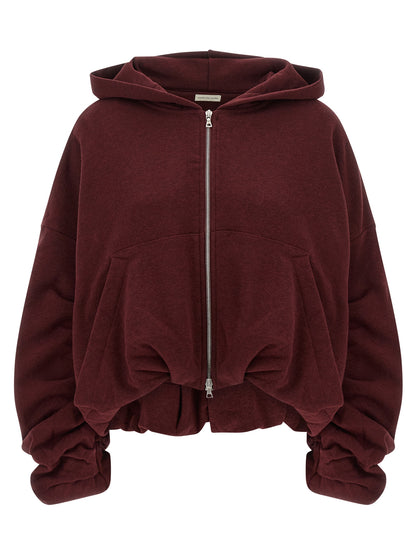 Sweatshirt Hoodie by Dries Van Noten for women in cotton bordeaux & silver features a authentic silhouette, showcasing a sophisticated hooded neckline and authentic detail for a refined finish.