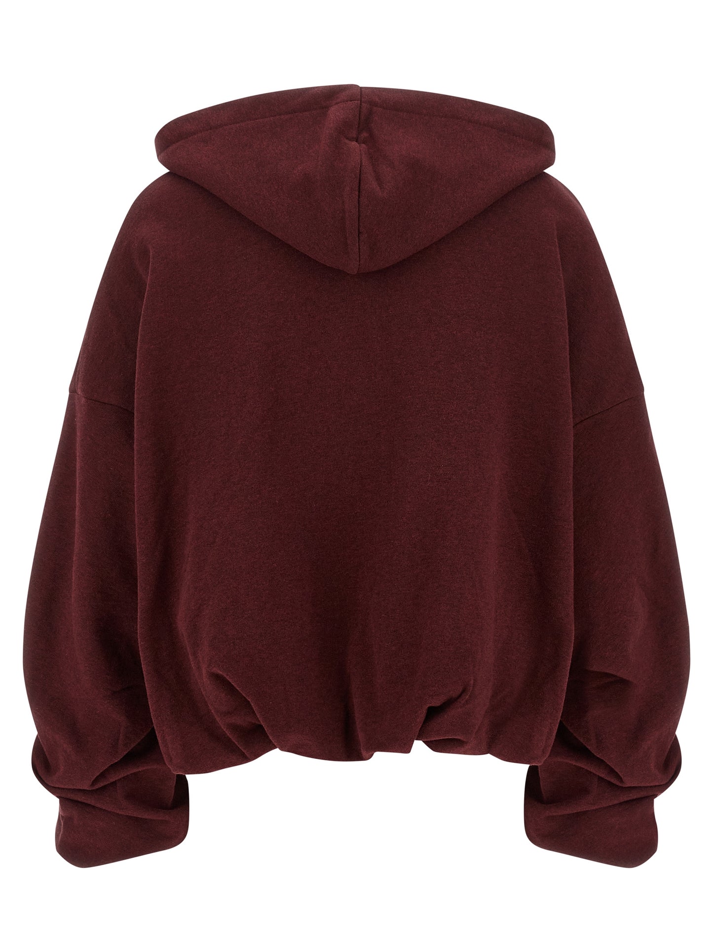 Sweatshirt Hoodie by Dries Van Noten for women in cotton bordeaux & silver features an avant-garde silhouette, showcasing a sophisticated hooded neckline and detail for a truly avant-garde finish.