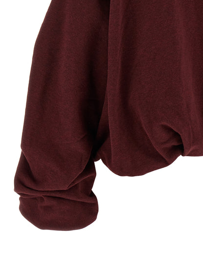 Sweatshirt Hoodie by Dries Van Noten for women in cotton bordeaux & silver features an dramatic silhouette, showcasing a sophisticated and dramatic for a refined, modern aesthetic.