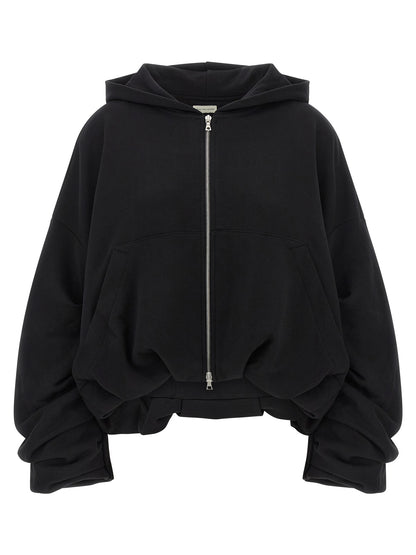 Sweatshirt Hoodie by Dries Van Noten for women in cotton black & silver features a authentic silhouette, showcasing a sophisticated hooded neckline and authentic detail for a refined finish.