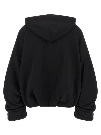 Sweatshirt Hoodie by Dries Van Noten for women in cotton black & silver showcases a city-ready silhouette, artfully detailed with a signature hooded neckline and for a city-ready finish.