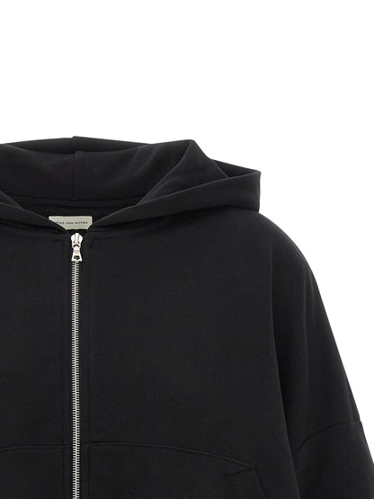 Sweatshirt Hoodie by Dries Van Noten for women in cotton black & silver features a slouchy chic silhouette, detailed with a slouchy chic and a signature hooded neckline for an elevated aesthetic.