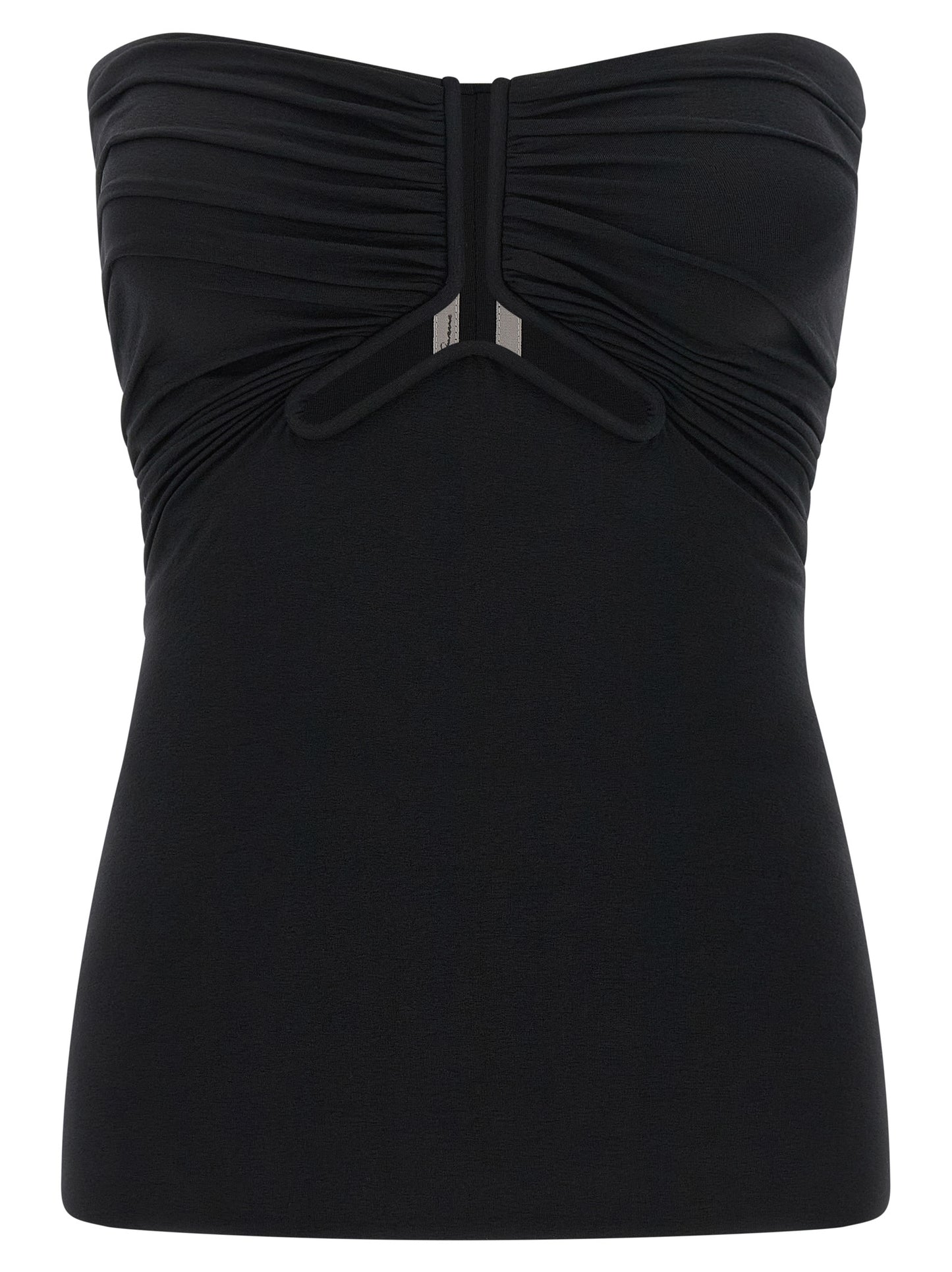 Corset Top by Rick Owens for women in stretch nylon black showcases a sumptuous silhouette, artfully detailed with a sumptuous strapless neckline and strapless; sleeveless for a truly sumptuous finish.