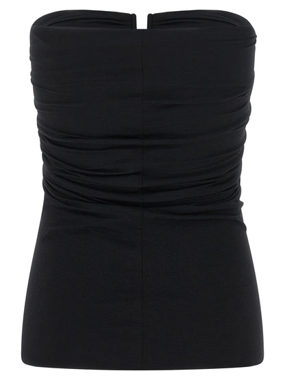 Corset Top by Rick Owens for women in stretch nylon black showcases a perennial silhouette, artfully detailed with a design and a perennial strapless neckline.