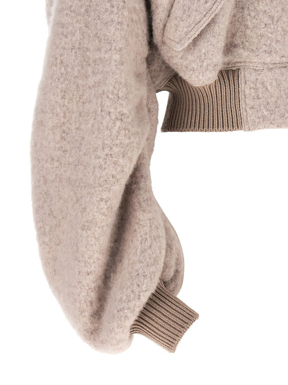 Bomber Jacket by Rick Owens for women in nylon alpaca wool & marabou multicolor & powder-pink features a city-ready silhouette, detailed with pockets and a city-ready .