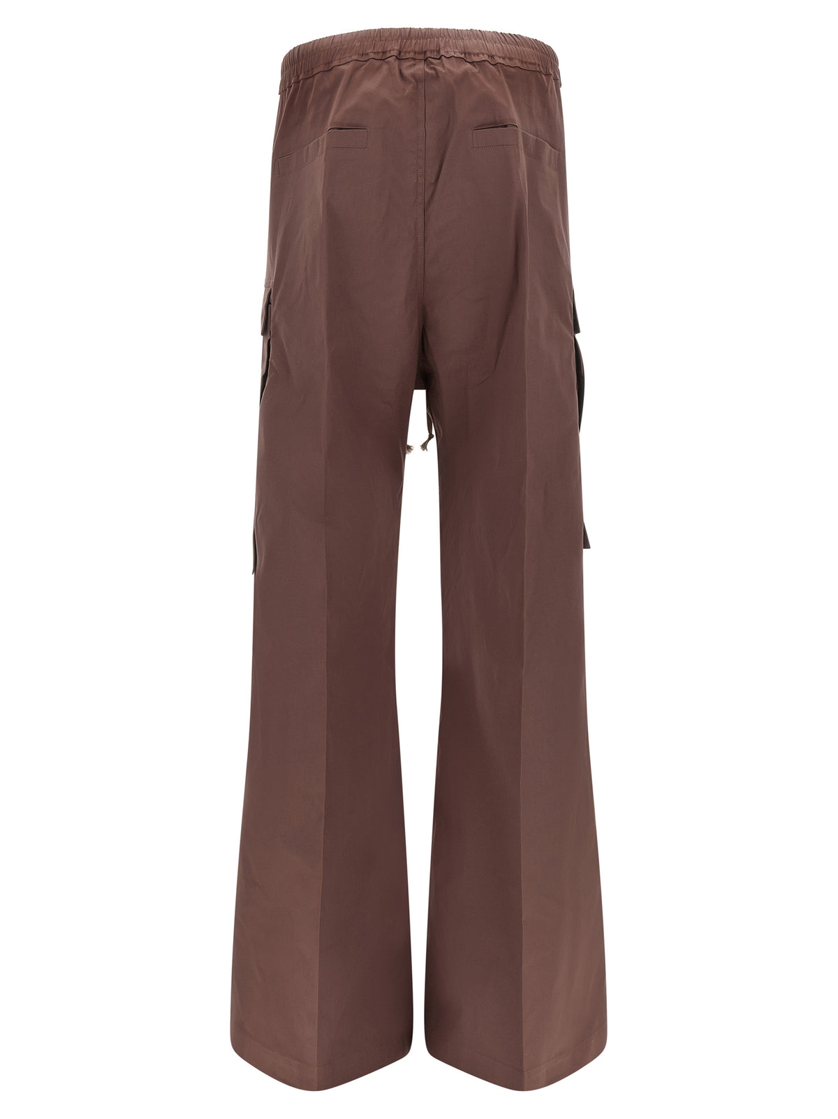 Rick Owens Men's Flared Wide Stretch Cotton Canvas Cargo Pants - Brown Silver