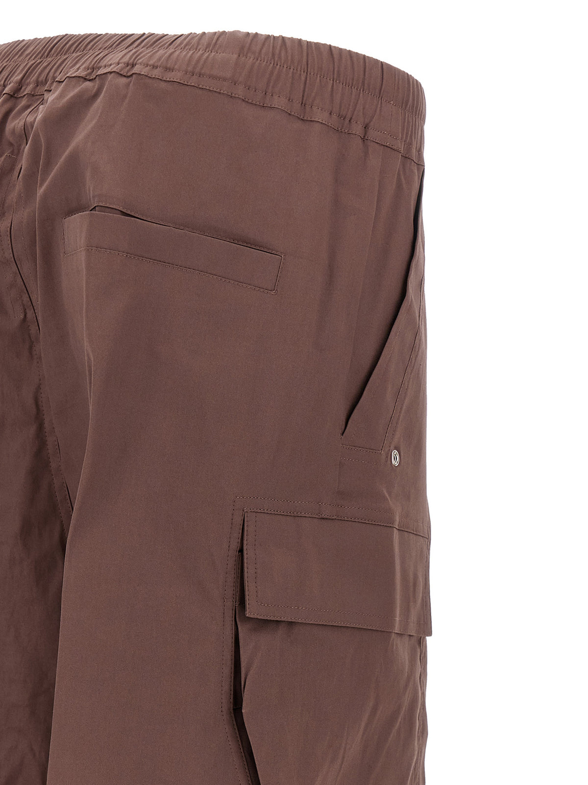 Rick Owens Men's Flared Wide Stretch Cotton Canvas Cargo Pants - Brown Silver