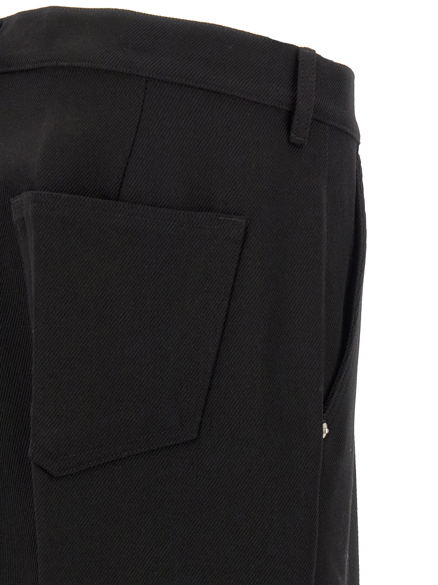 Trousers by Rick Owens for men in cotton black & silver presents a smart silhouette, meticulously detailed with a smart straight-leg, a smart long, and a smart .