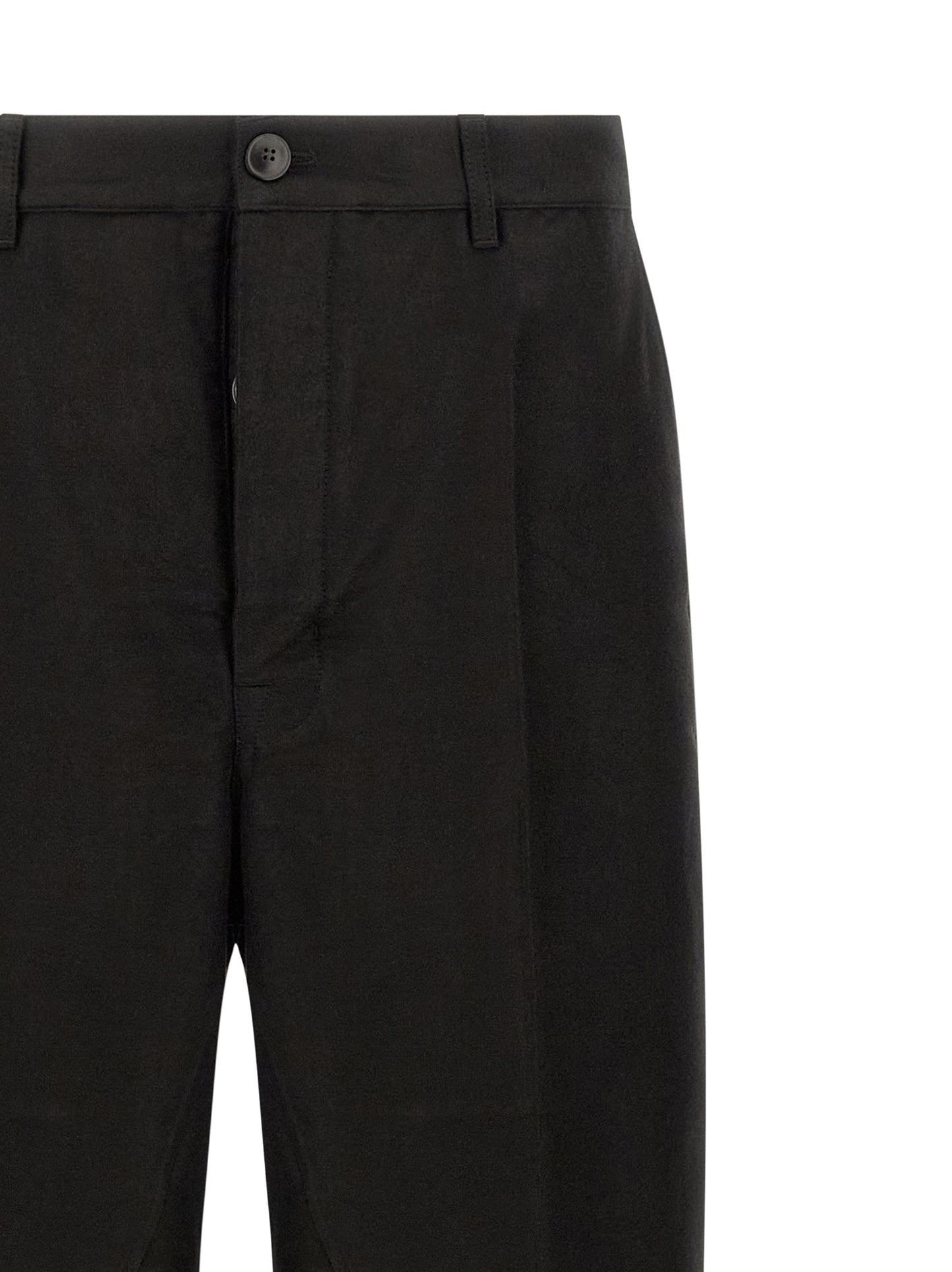 Trousers by Rick Owens for men in ramie & cotton black features a tailored silhouette with a tailored wide, defined by its long and a sophisticated .