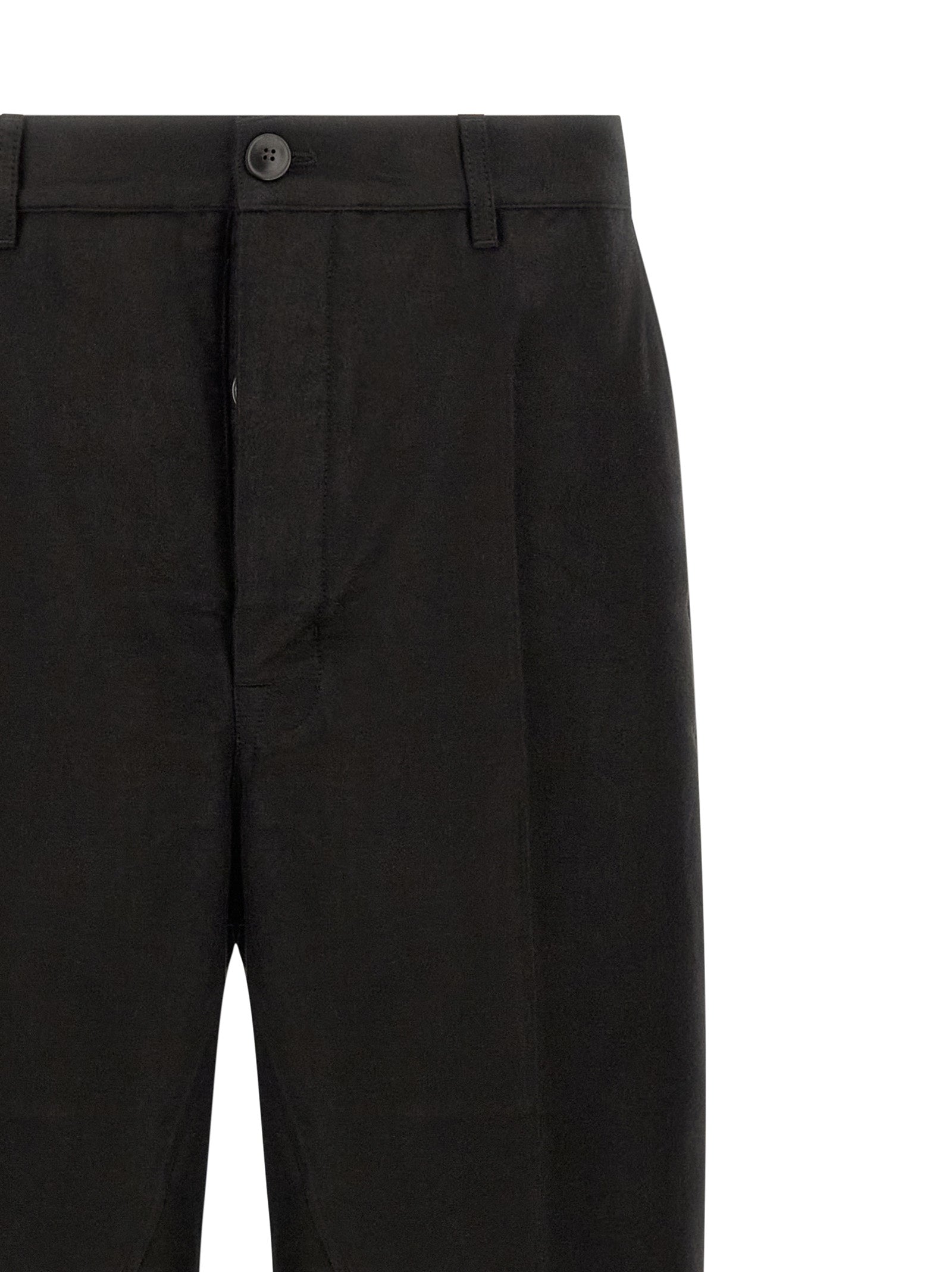 Trousers by Rick Owens for men in ramie & cotton black features a tailored silhouette with a tailored wide, defined by its long and a sophisticated .