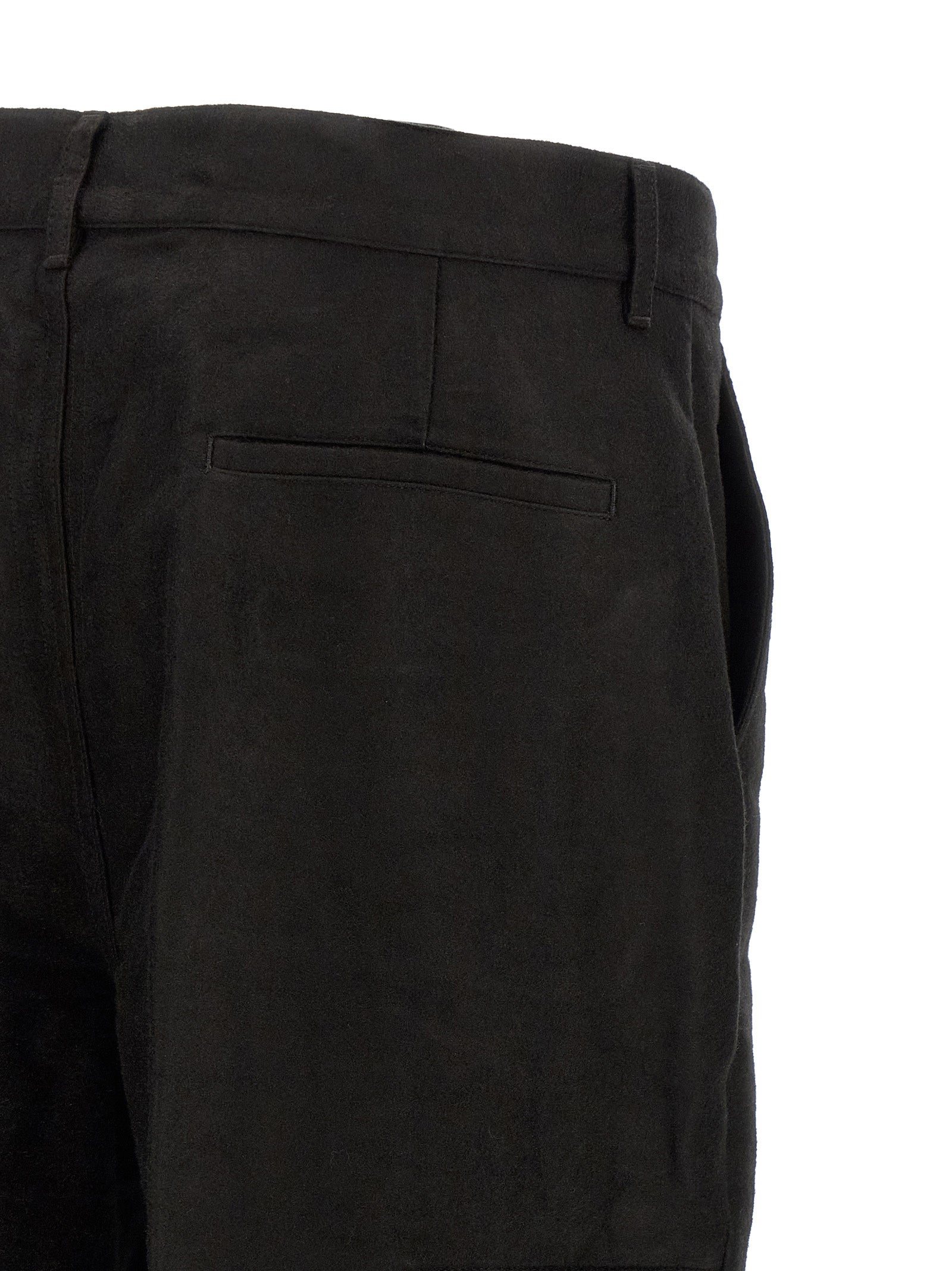 Trousers by Rick Owens for men in ramie & cotton black presents a smart silhouette, meticulously detailed with a smart wide, a smart long, and a smart .