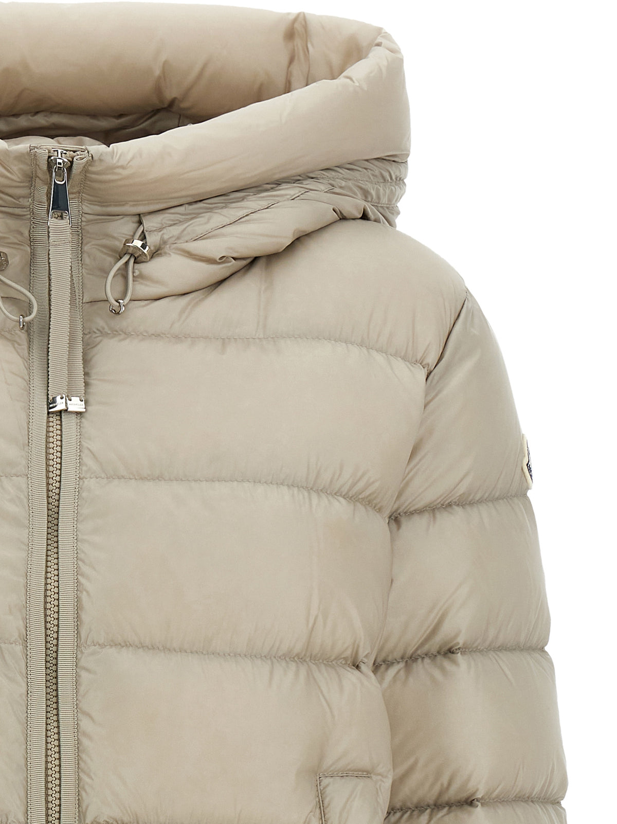 Moncler Women's Down Polyamide Hooded Puffer Jacket - Beige Signature