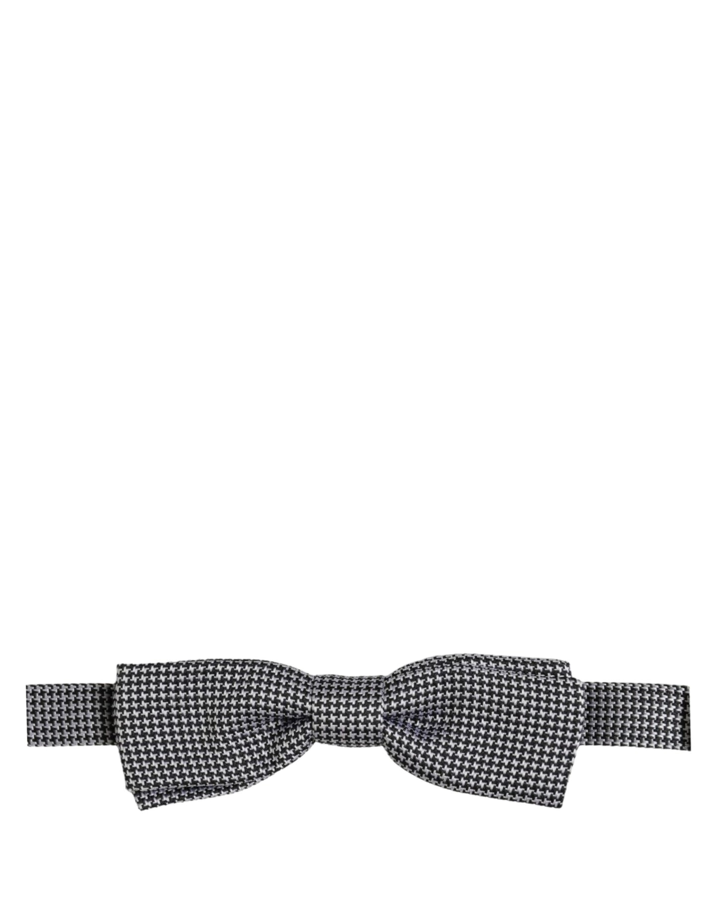 Dolce & Gabbana Black White Houndstooth Adjustable Neck Bow Tie