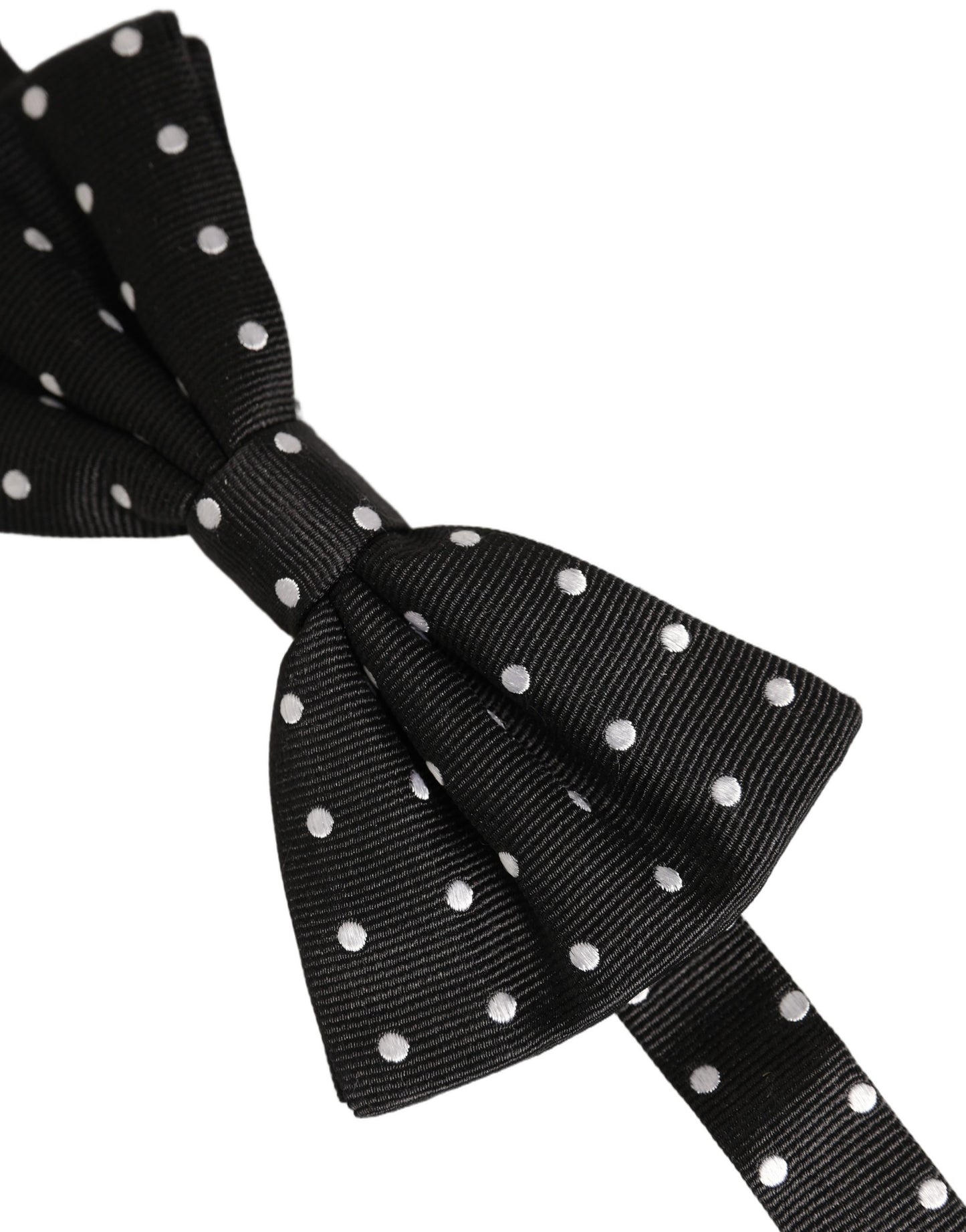 Dolce & Gabbana Black White Polka Dot Adjustable Neck Papillon Bow Tie