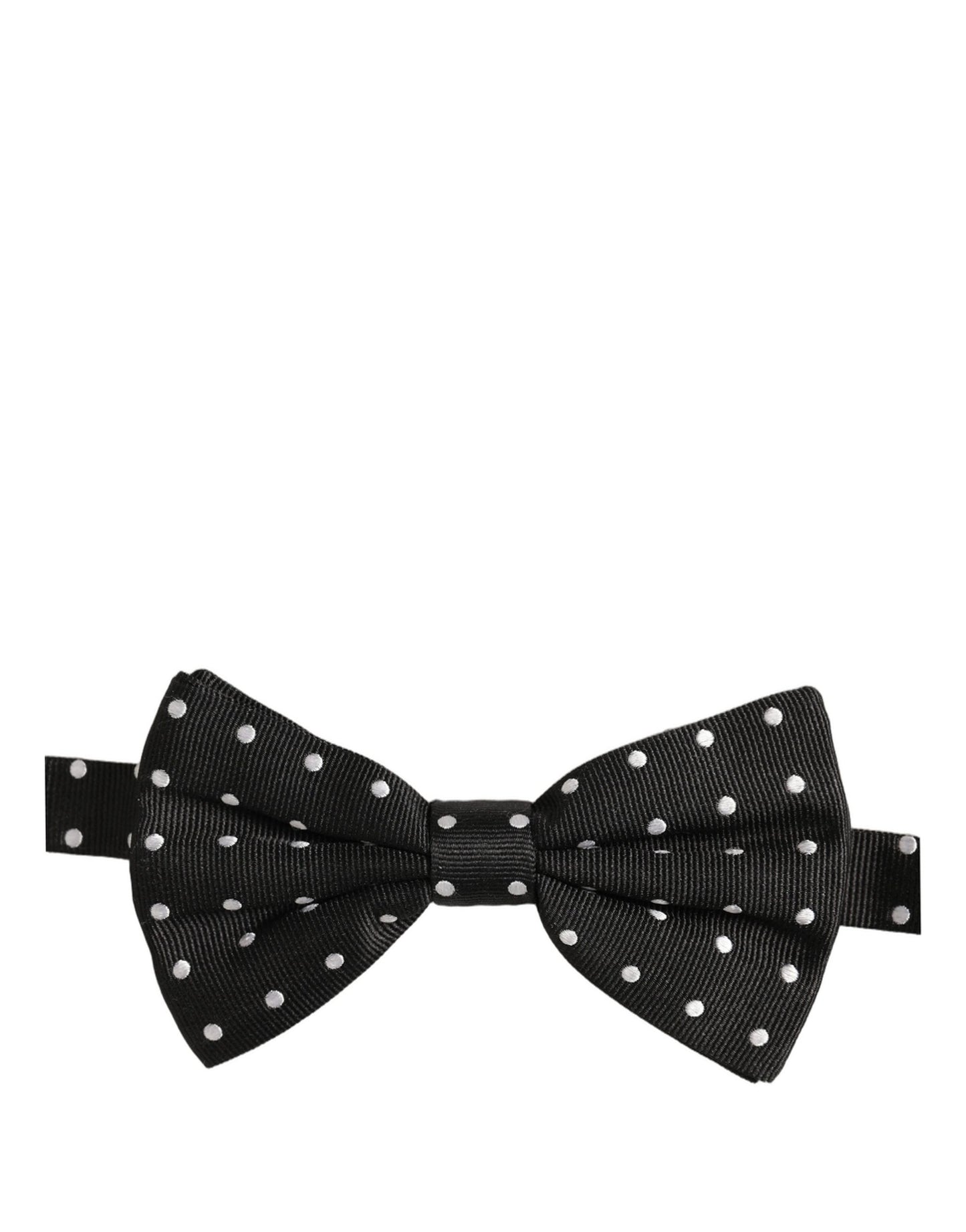 Dolce & Gabbana Black White Polka Dot Adjustable Neck Papillon Bow Tie