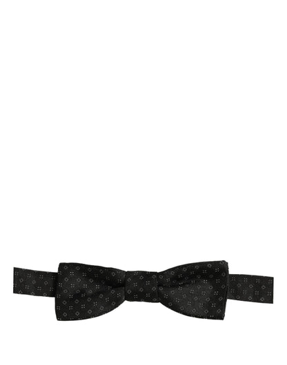 Dolce & Gabbana Black Diamond Pattern Adjustable Neck Papillon Bow Tie