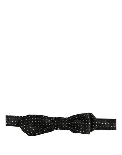 Dolce & Gabbana Black White Polka Dot Adjustable Neck Papillon Bow Tie