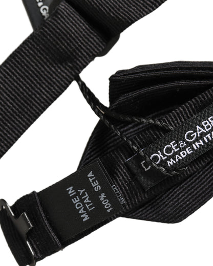 Dolce & Gabbana Men Black 100% Silk Adjustable Neck Papillon Bow Tie