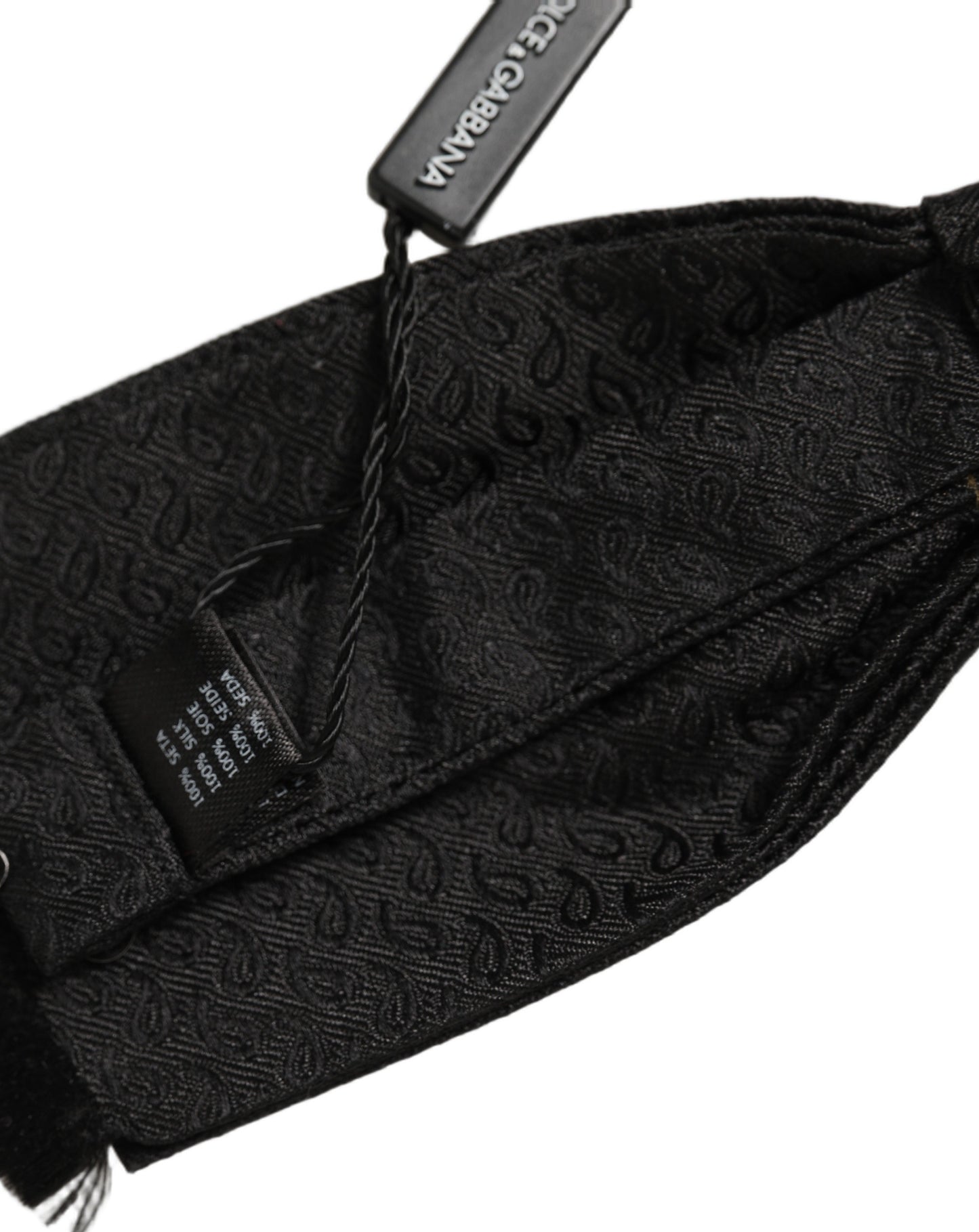 Dolce & Gabbana Men Black 100% SIlk Adjustable Neck Papillon Bow Tie