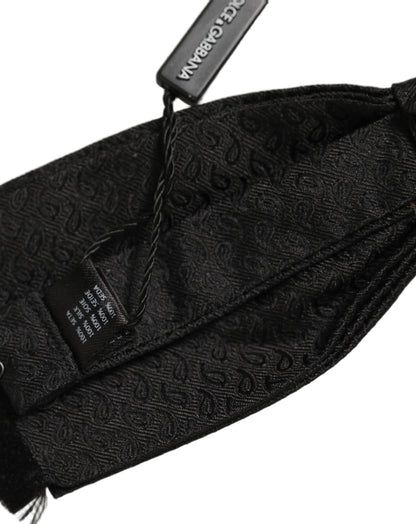 Dolce & Gabbana Men Black 100% SIlk Adjustable Neck Papillon Bow Tie