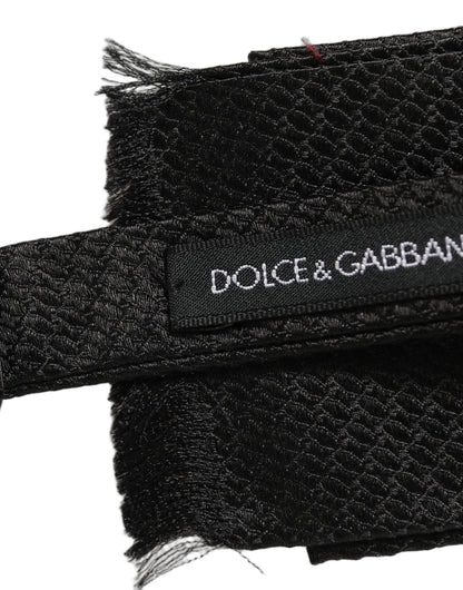 Dolce & Gabbana Men Black 100% SIlk Adjustable Neck Papillon Bow Tie
