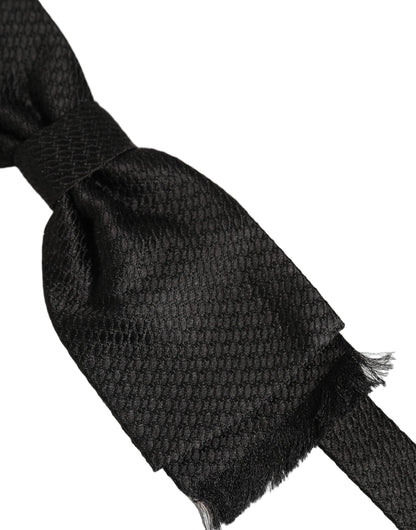 Dolce & Gabbana Men Black 100% SIlk Adjustable Neck Papillon Bow Tie