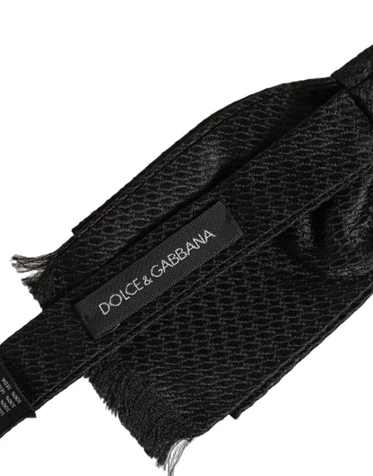 Dolce & Gabbana Men Black 100% SIlk Adjustable Neck Papillon Bow Tie