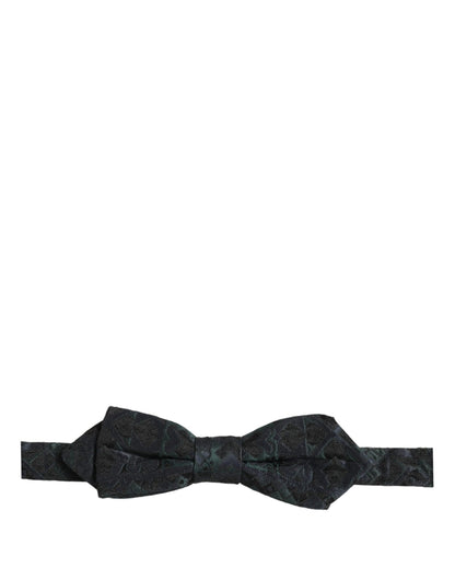 Dolce & Gabbana Men Black Green Paisley Adjustable Neck Papillon Bow Tie